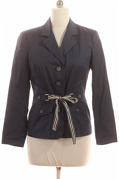 LUISA CERANO Dámský bavlněný modrý blejzr vypasovaný s páskem pruhované ležérní jarní Velikost 38 | LUISA CERANO | obrázek 2