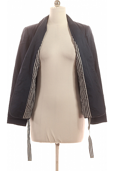 LUISA CERANO Dámský bavlněný modrý blejzr vypasovaný s páskem pruhované ležérní jarní Velikost 38 | LUISA CERANO | obrázek 4