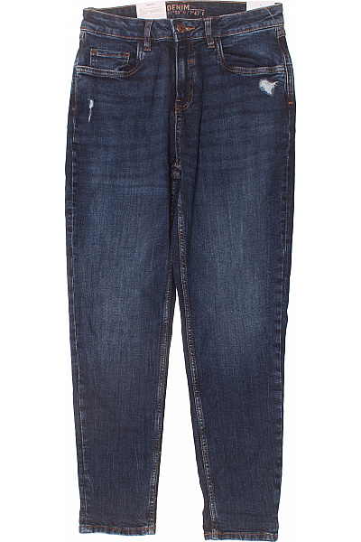 Girlfriend Collective Dámské Modré Džíny S Dírami Rovné Seprané Vel. 38