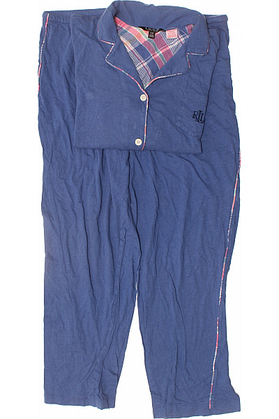 Ralph Lauren Dámské Modré Bavlněné Pyžamo S Károvanou Podšívkou Velikost L