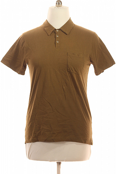 Pánské Bavlněné Hnědé Polo Tričko S Krátkým Rukávem A Kapsou Basic Vel. M