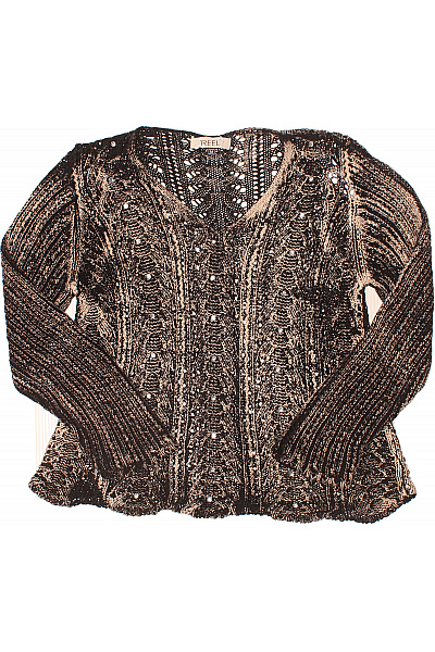 Reell Dámská pletená halenka s dlouhým rukávem a kamínky černobéžová Velikost M | Reell | obrázek 2