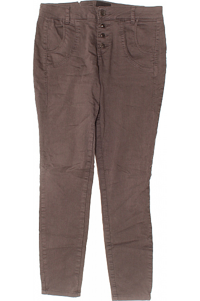 PULZ JEANS Dámské Hnědé Strečové Skinny Džíny S Vysokým Pasem Na Knoflíky Vel. 36