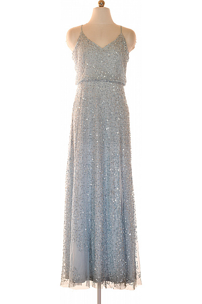 AngelEye Dlouhé Společenské šaty Na Ramínka Třpytivé Pastelové Vel. S