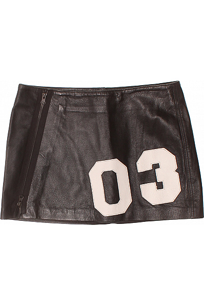 Phard Koženková Mini Sukně černá Se Zipem A čísly 03 Vel. EU 40