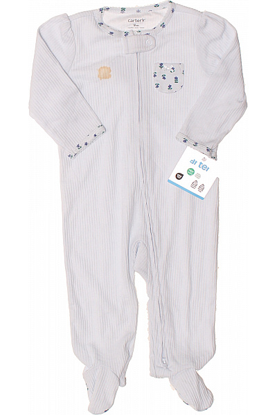 Carters Dětské Modré žebrované Dupačky S Potiskem A Kapsičkou Vel. 9m