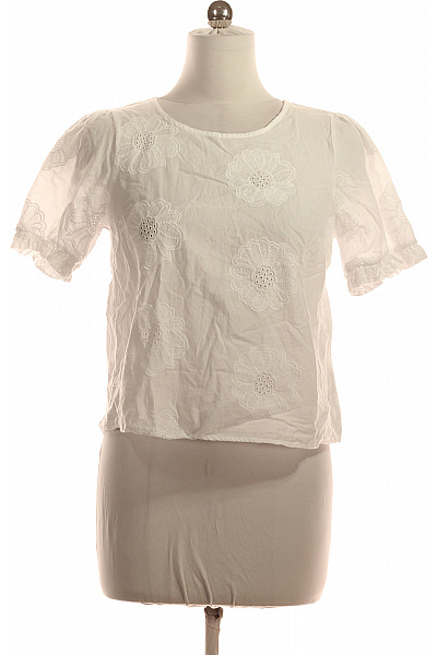 MORE & MORE Dámské bílé tričko s krátkým rukávem a květinovým vzorem s výšivkou Vel. 40 | MORE & MORE | obrázek 2