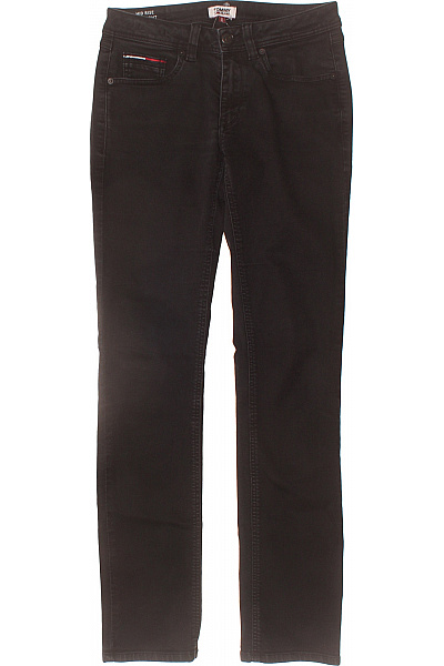 TOMMY HILFIGER Dámské černé Džíny Strečové Rovné Kapsy Velikost EU 27/32