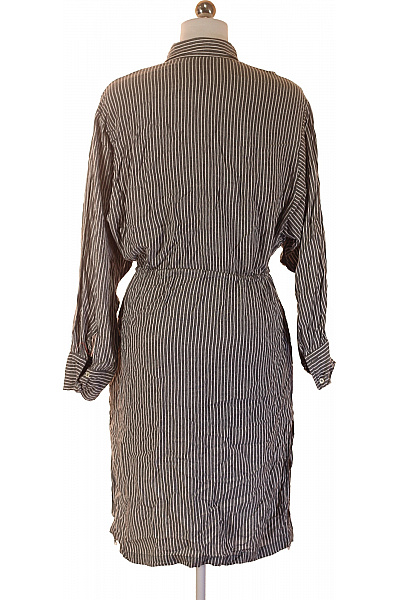 IRO Dámské šaty košilové s dlouhým rukávem a páskem černo-bílé pruhované volnočasové Vel. 34 | IRO | obrázek 2