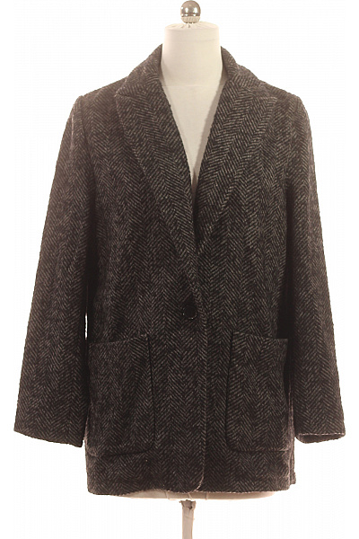 MANGO Dámský krátký kabát tvídový vzorovaný elegantní podzimní šedý Vel. M | MANGO | obrázek 2