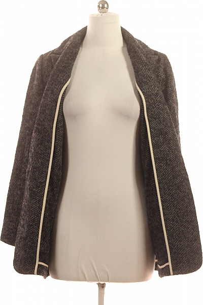 MANGO Dámský krátký kabát tvídový vzorovaný elegantní podzimní šedý Vel. M | MANGO | obrázek 4