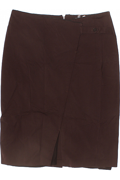 APRIORI Hnědá Zavinovací Business Sukně Ke Kolenům Se Zipem Velikost EU 42