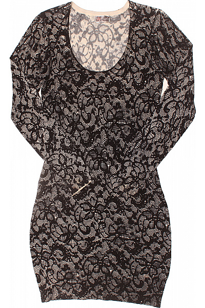 Lipsy Černobílé krajkové pletené šaty s dlouhým rukávem upnuté Velikost S | Lipsy | obrázek 2