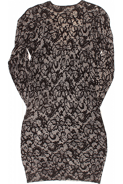 Lipsy Černobílé krajkové pletené šaty s dlouhým rukávem upnuté Velikost S | Lipsy | obrázek 3