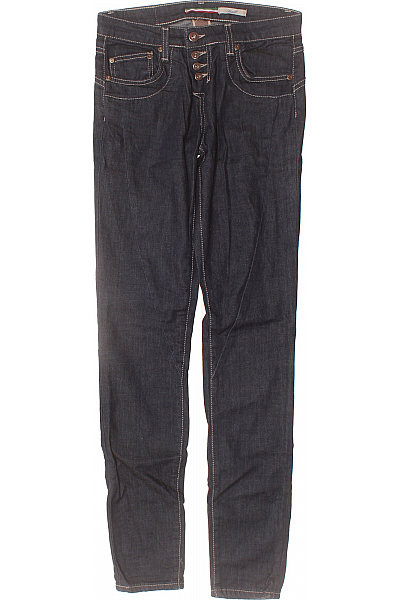 Please Dámské Tmavě Modré Džíny Rovné Zapínání Na Knoflíky Kapsy Velikost S