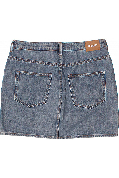 Weekday Dámská bavlněná modrá džínové mini sukně s kapsami rovná Vel. 42 | Weekday | obrázek 3