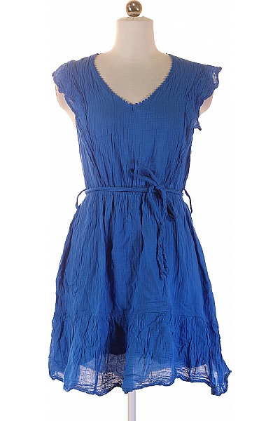 TANTRA Modré Bavlněné Letní šaty S Páskem Boho Velikost M