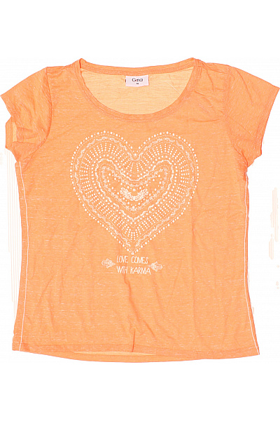 Gina Dámské tričko oranžové s krátkým rukávem a potiskem srdce Vel. 42 | Gina | obrázek 2