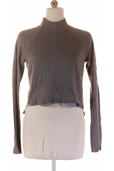 Sweaty Betty Dámský šedý Lyocellový Crop Top S Dlouhým Rukávem A Rolákem Basic Velikost L