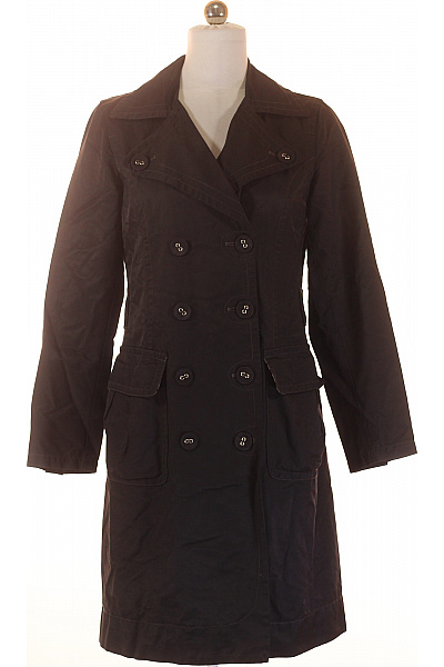 InWear Dámský Bavlněný černý Dvouřadý Trenčkot Elegantní Podzimní Jarní Velikost 38