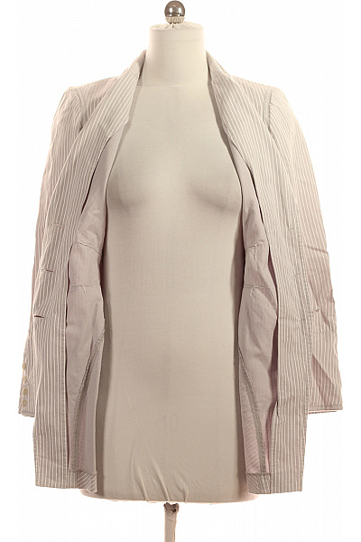 BANDOLERA Dámský krátký vypasovaný kabát béžový svislý proužek elegantní jarní Vel. 38 | BANDOLERA | obrázek 4