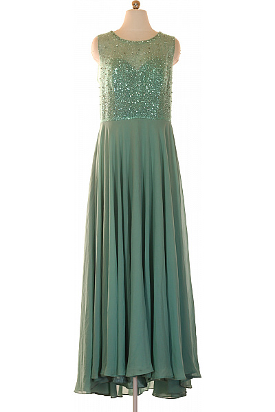 Swing Dlouhé společenské šaty zelené flitrové dlouhé elegantní pro družičky Vel. DE 44 | Swing | obrázek 2