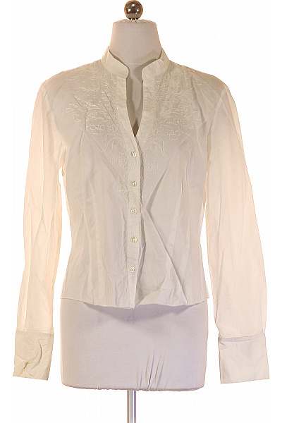 Mexx Bílá bavlněná košile s výšivkou a stojáčkem elegantní s prodlouženým rukávem Vel. 38 | Mexx | obrázek 2