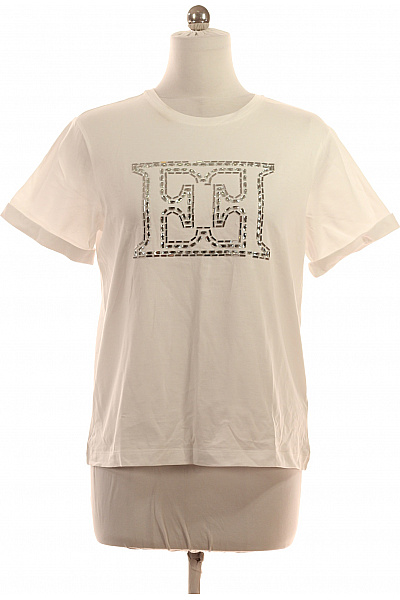 Escada Dámské bílé bavlněné tričko s krátkým rukávem a stříbrným nápisem Velikost m | Escada | obrázek 2