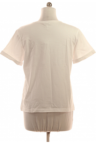 Escada Dámské bílé bavlněné tričko s krátkým rukávem a stříbrným nápisem Velikost m | Escada | obrázek 3