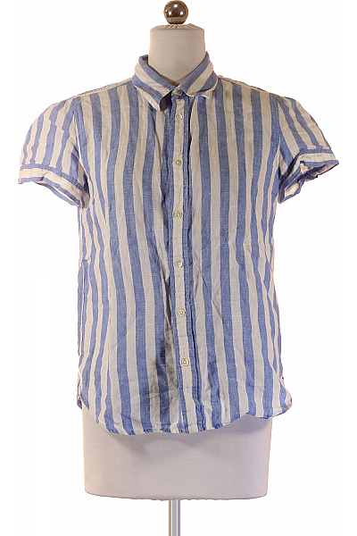 Ralph Lauren Dámská lněná pruhovaná košile modrá krátký rukáv letní ležérní Vel. 4 | Ralph Lauren | obrázek 2