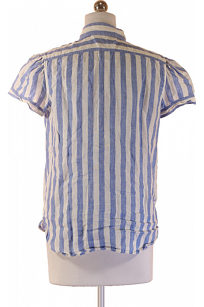 Ralph Lauren Dámská lněná pruhovaná košile modrá krátký rukáv letní ležérní Vel. 4 | Ralph Lauren | obrázek 3