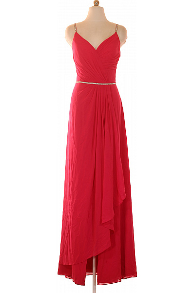 APART Dlouhé Společenské šaty Na Ramínka S Páskem červené Vel. EU 42