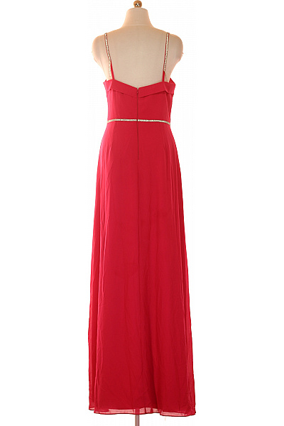 APART Dlouhé společenské šaty na ramínka s páskem červené Vel. EU 42 | APART | obrázek 2