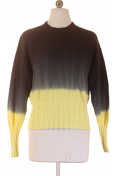 Brodie Cashmere Dámský pletený crop svetr žebrovaný ombré žlutý šedý Vel. S | Brodie Cashmere | obrázek 2