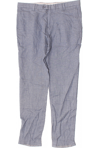 CLUB of GENTS Letní modré lněné volnočasové rovné kalhoty s kapsami Velikost L | CLUB of GENTS | obrázek 2