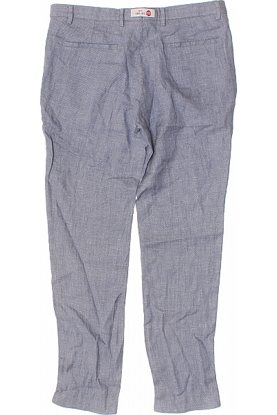 CLUB of GENTS Letní modré lněné volnočasové rovné kalhoty s kapsami Velikost L | CLUB of GENTS | obrázek 3