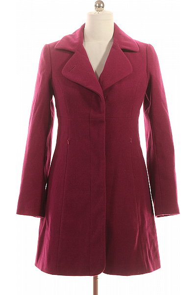 Charles Tyrwhitt Dámský Krátký Kabát Elegantní Vypasovaný Podzimní Vínový Vlněný Vel. M