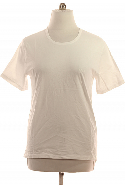 Hugo Boss Pánské bavlněné bílé tričko basic s krátkým rukávem a nápisem Vel. XXL | Hugo Boss | obrázek 2