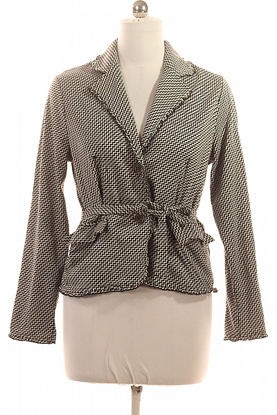 DESIGNERS Dámský blejzr vypasovaný s páskem vzorované černobílé elegantní na běžné nošení Velikost 40 | DESIGNERS | obrázek 2