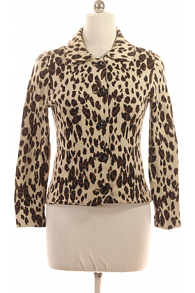 BETTY BARCLAY Dámský Kardigan Pletený Vzorovaný Leopard Hnědý Béžový Elegantní Propínací Velikost 38