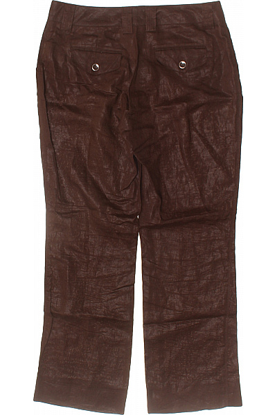 DANIEL HECHTER Dámské hnědé lesklé rovné kalhoty elegantní volnočasové s knoflíky Velikost M | DANIEL HECHTER | obrázek 2