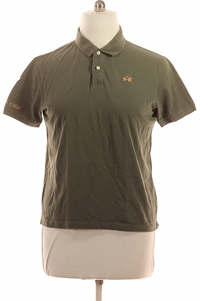 La Martina Polo khaki jednobarevné s výšivkou s krátkým rukávem basic Vel. XL | La Martina | obrázek 2