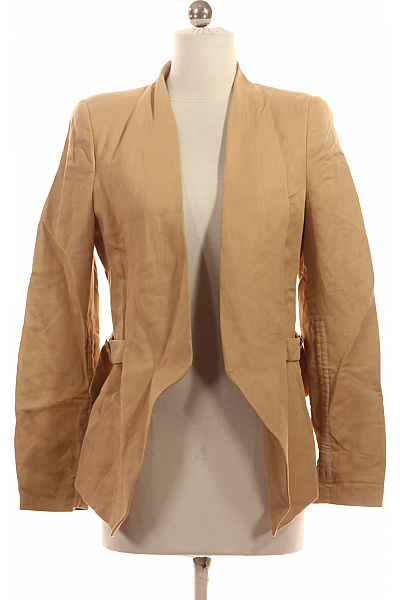 ZARA Dámský Béžový Blejzr Ležérní Vypasované S Páskem Bez Límce Velikost S