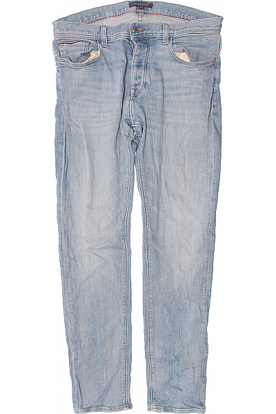 TOMMY HILFIGER Pánské Modré Rovné Džíny Seprané Klasické S Kapsami Vel. 33/32