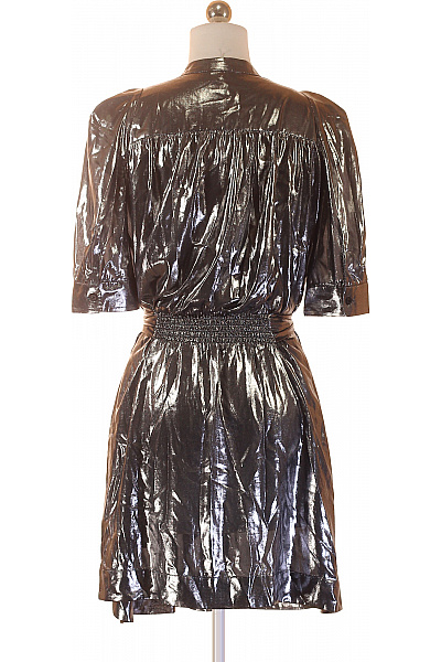 Zadig&Voltaire deluxe Dámské šaty s krátkým rukávem a páskem stříbrné Velikost xs | Zadig&Voltaire deluxe | obrázek 3