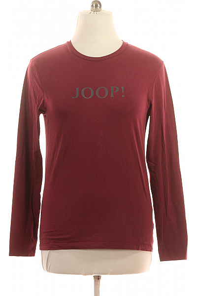 JOOP! Pánské Tričko Dlouhý Rukáv Bordó S Nápisem Basic Vel. M
