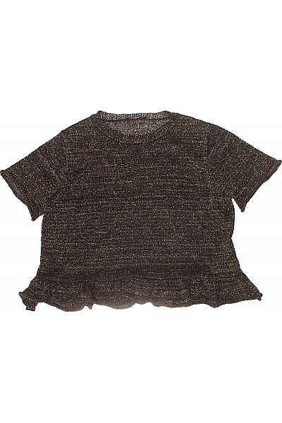 ZARA Černá pletená halenka s krátkým rukávem a volánem Velikost M | ZARA | obrázek 2