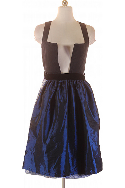 Polyesterové Modré Šaty Letní Mini S Páskem Elegantní Na Párty Velikost 36