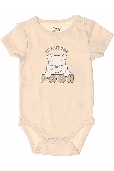 DISNEY Bavlněné Dětské Body Krátký Rukáv Béžové S Potiskem Medvídek Pú Velikost 68