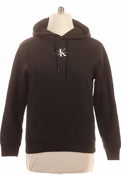 Calvin Klein Pánská černá Mikina S Kapucí A Velkým Logem Přes Hlavu Velikost L